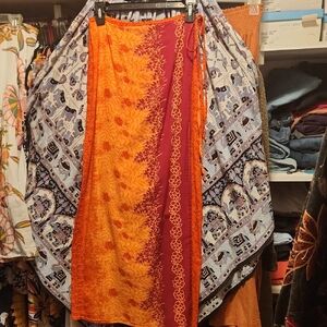 Vibrant Orange and Red Maxi Skirt